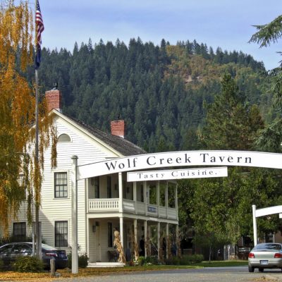 Historic Wolf Creek Inn (Tavern) is located about 25-miles North of Grants Pass, Oregon in Wolf Creek.
