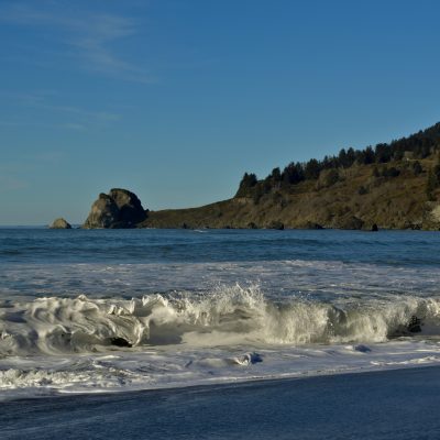 View of the Pacific Coast along Hwy 101 South of Crescent City, California near the Redwoods.